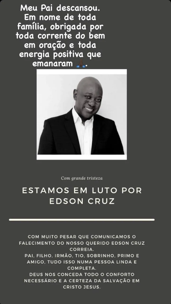 A morte de Edson Montenegro foi confirmada pela filha via redes sociais