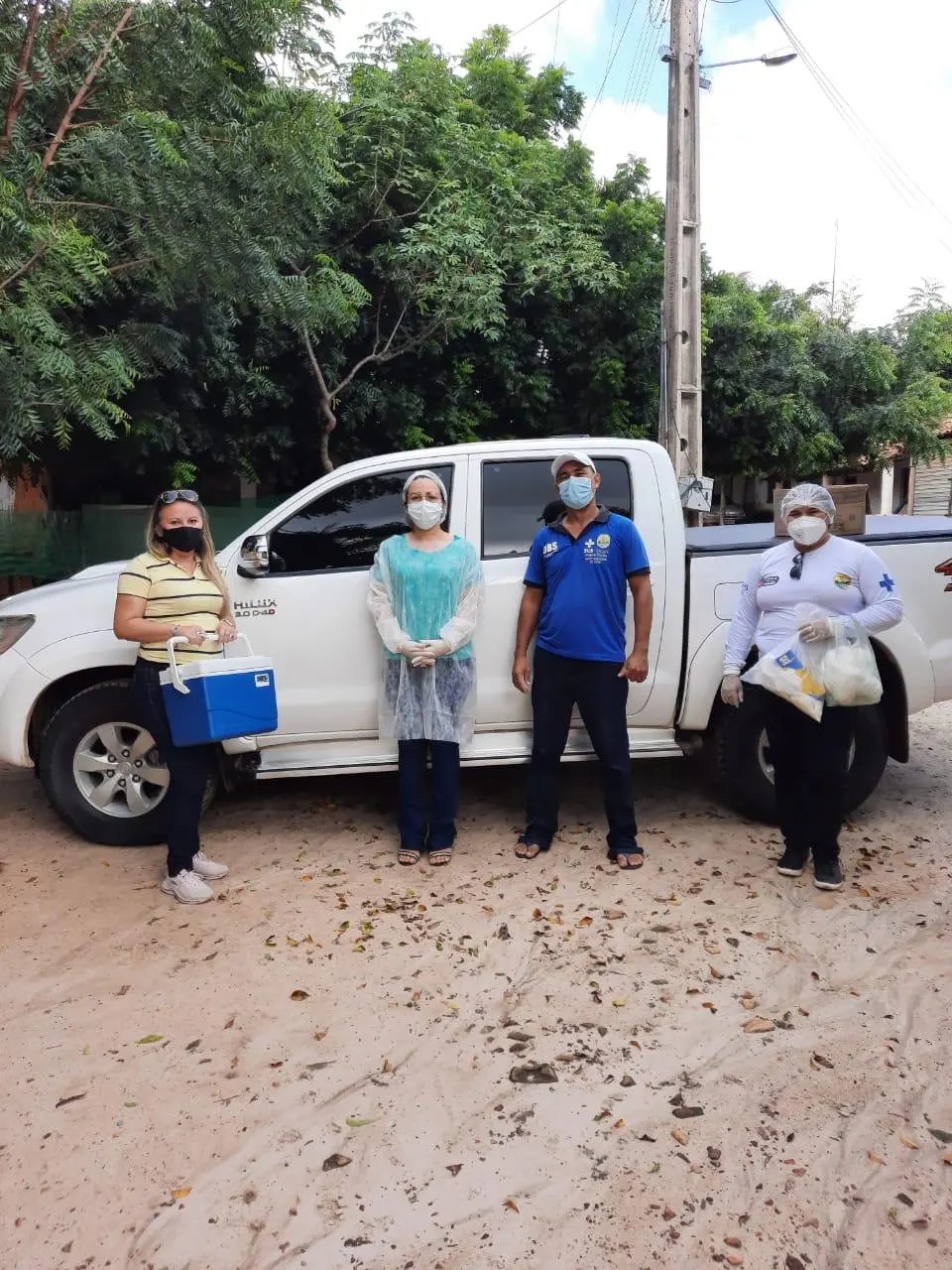 Uma das equipes de vacinação do município de Granja