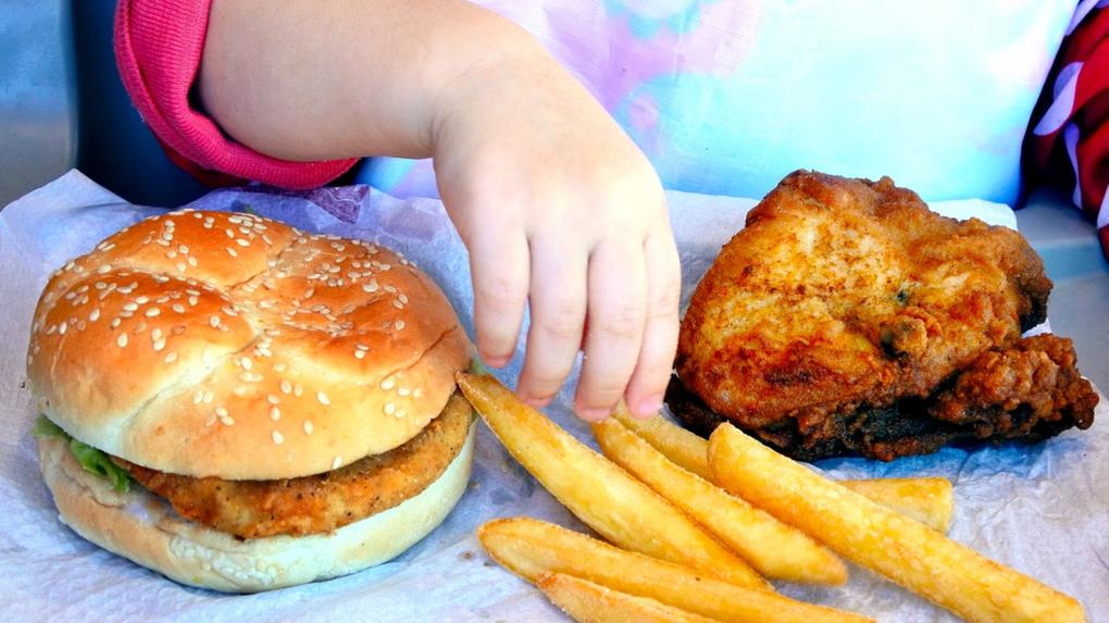 Criança consome alimentos calóricos
