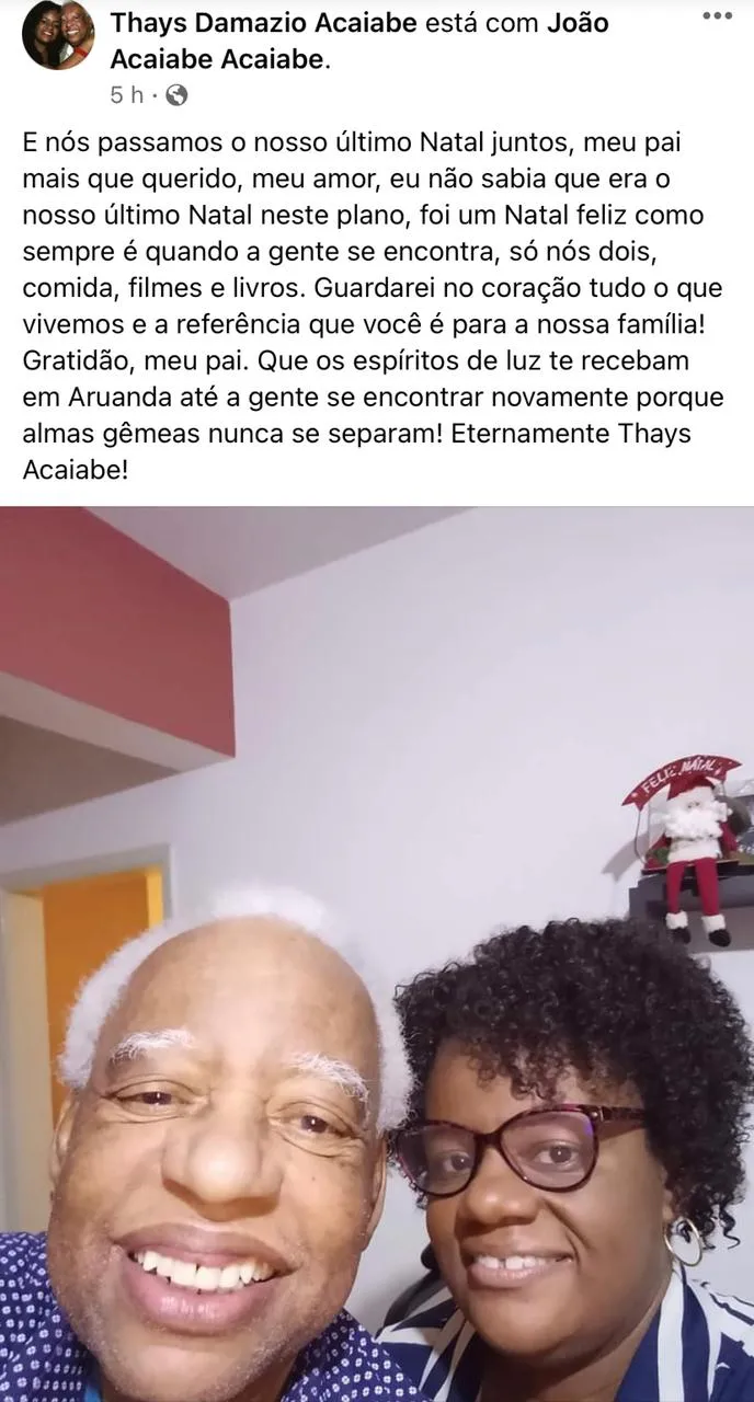Thays Acaiabe lamentou a morte do pai