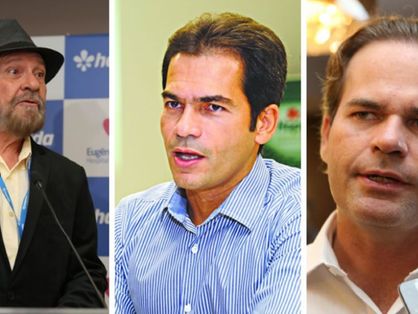 Foto montagem com Cândido Pinheiro, Cândido Pinheiro Jr e Jorge Pinheiro, cearenses na Lista da Forbes 2021