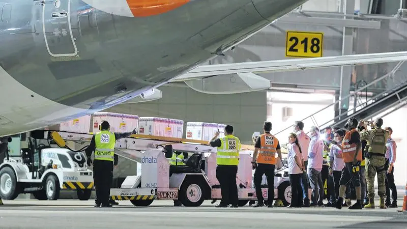 Remessa chegando no aeroporto