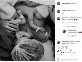 André Rizek compartilha foto do nascimento dos gêmeos no Instagram
