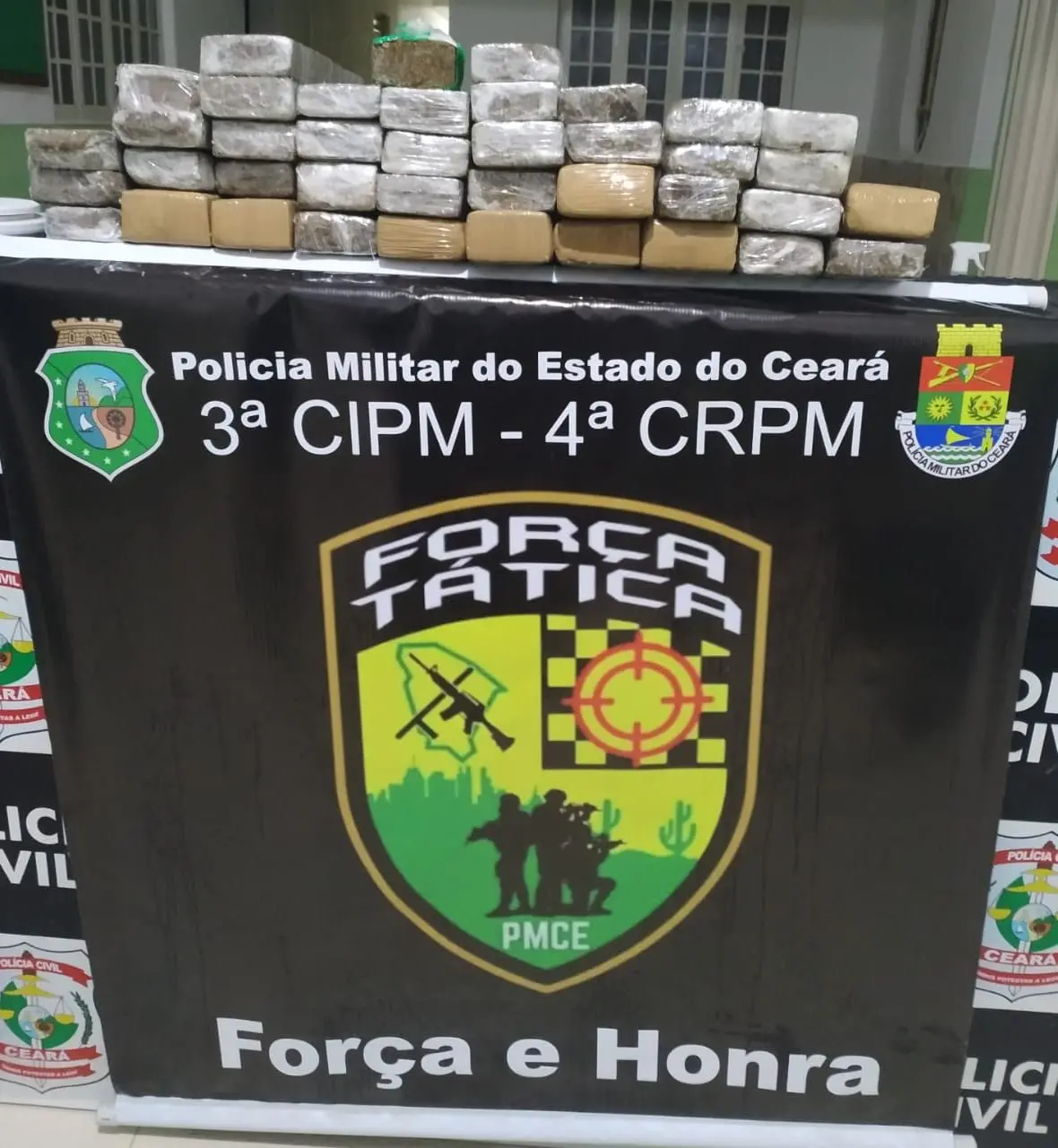 Carga de droga apreendida pela Polícia
