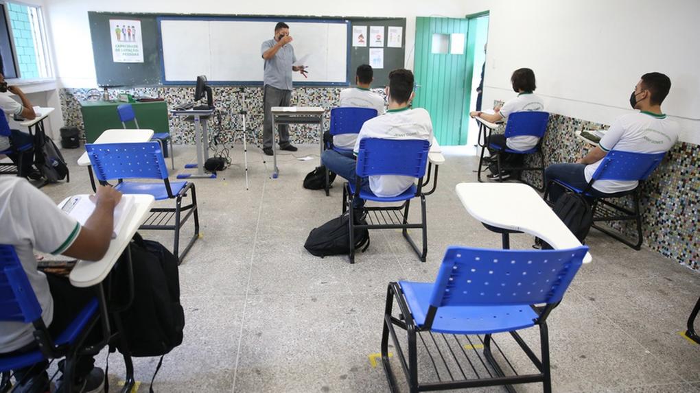 Escola em Fortaleza durante pandemia da Covid-19 em fevereiro de 2021