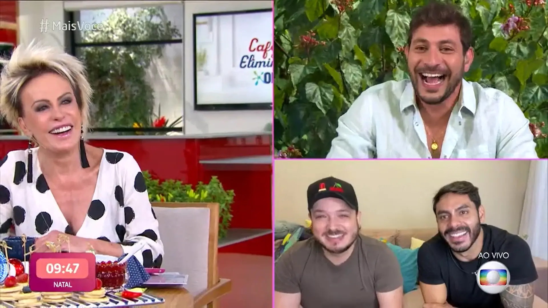 Caio abriu sorriso ao reencontrar o amigo Rodolffo no 