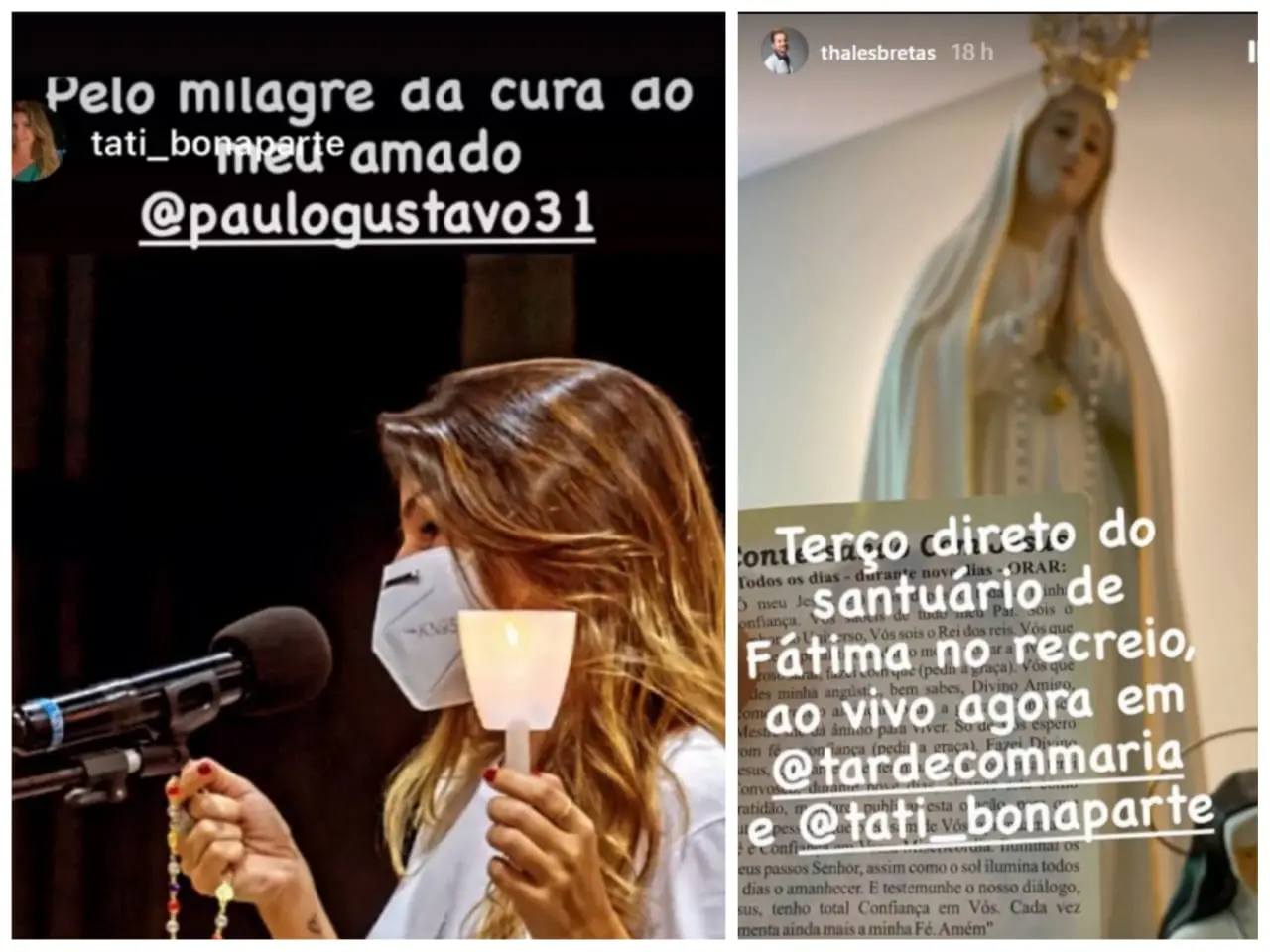 Thales Bretas publicou celebrações religiosas por saúde de Paulo Gustavo