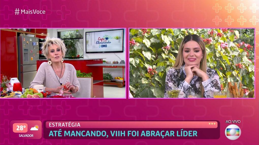 Na entrevista à Ana Maria Braga, Viih sugeriu chamar a apresentadora de tia e falou sobre os banhos no BBB21.