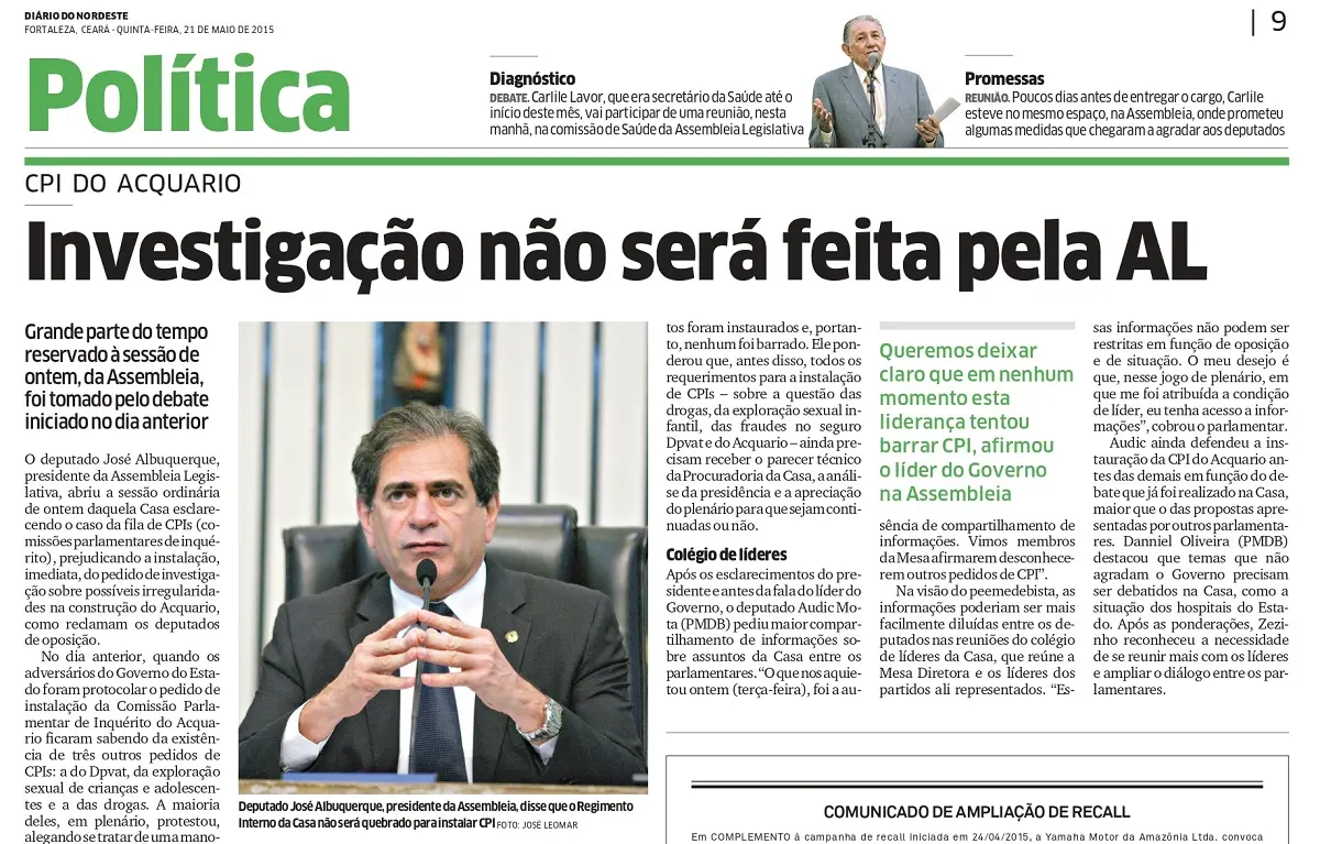 Fac símile do Diário do Nordeste