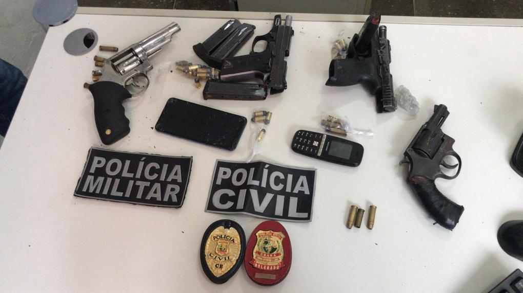 Armas apreendidas pela Polícia após tiroteio em Baturité