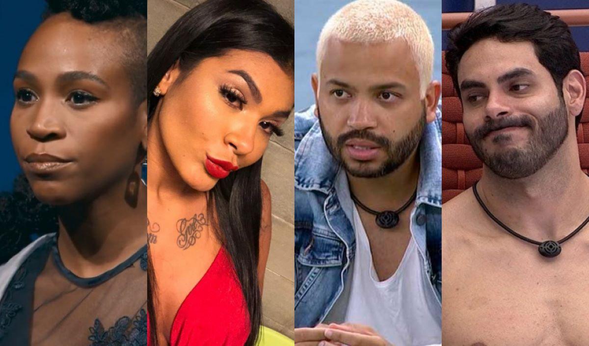 Montagem de fotos dos ex-BBs Projota, Rodolffo, Karol Conká e Pocah