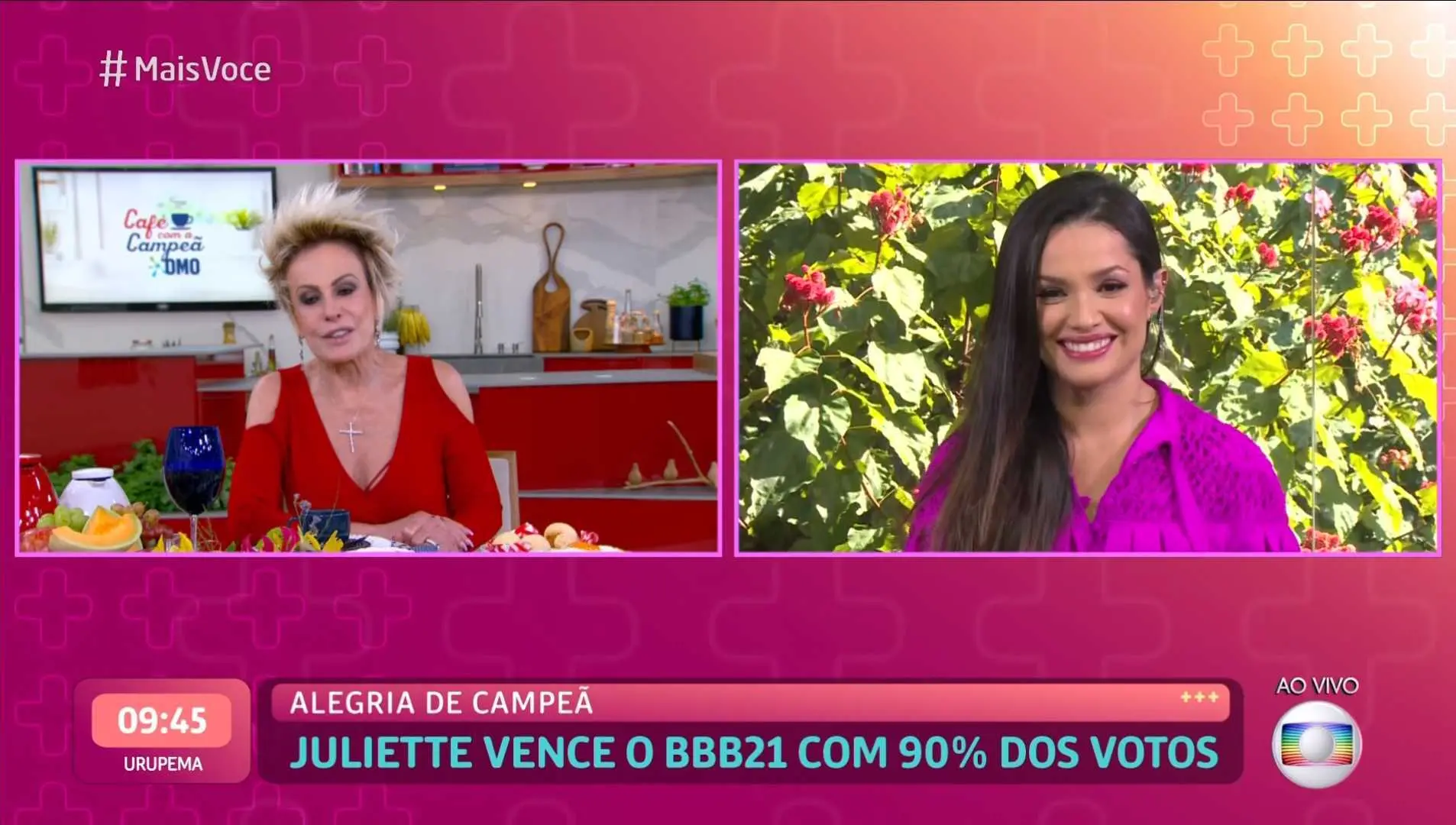 Ana Maria entrevista Juliette, vencedora do BBB 21, no Mais Você