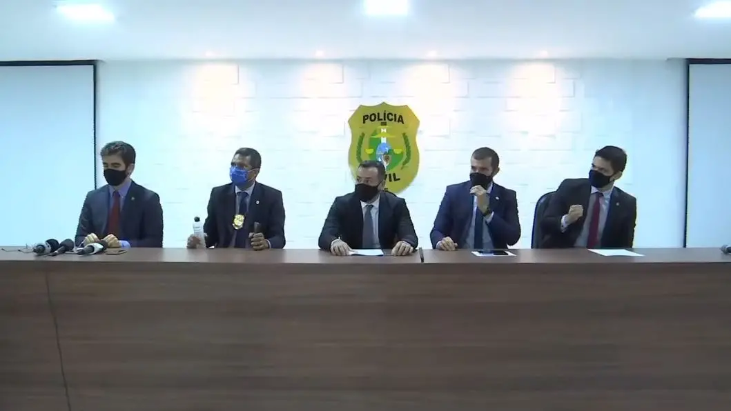 Coletiva com delegados ligados à Polícia Civil e titular da SSPDS, Sandro Caron