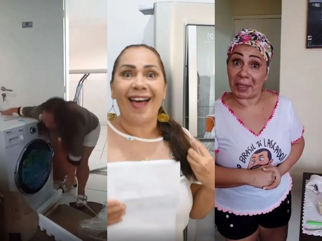 Montagem com três imagens de Jacira Santana em propagandas