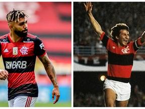 Montagem com Gabigol e Zico pelo Flamengo