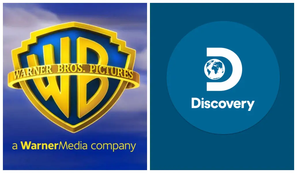 Logos das empresas Warner Bros. e Discovery