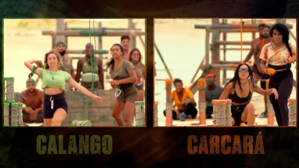 foto dos times calango e carcará na prova da imunidade de no limite
