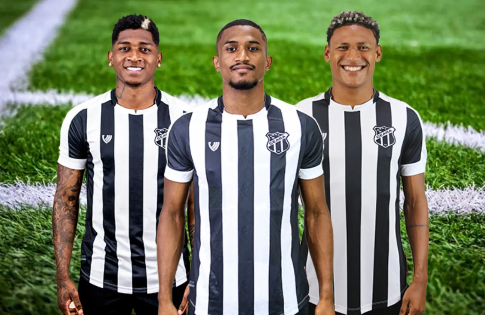 Yony González,  Saulo Mineiro e Rick, jogadores do Ceará