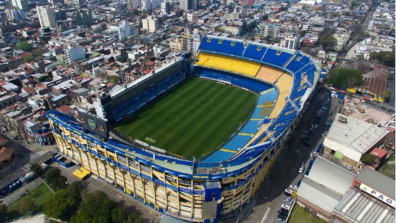 Imagem aberta e aérea do estádio La Bombonera