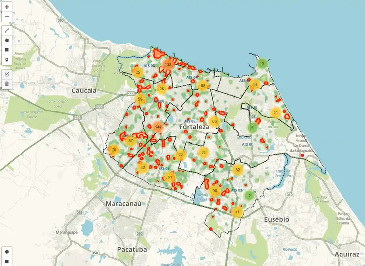 Manchas criminais visualizadas pela ferramenta Status