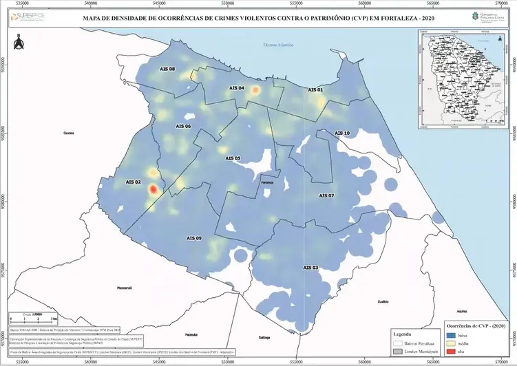 Manchas criminais visualizadas pela ferramenta Status