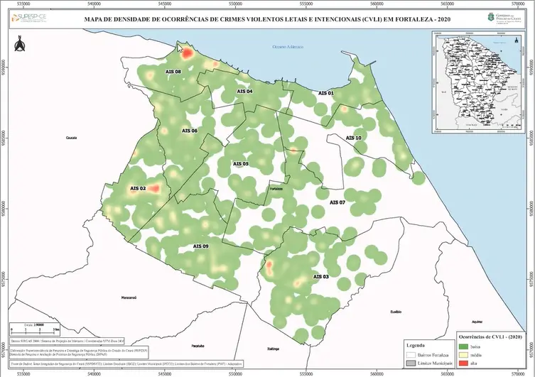 Manchas criminais visualizadas pela ferramenta Status