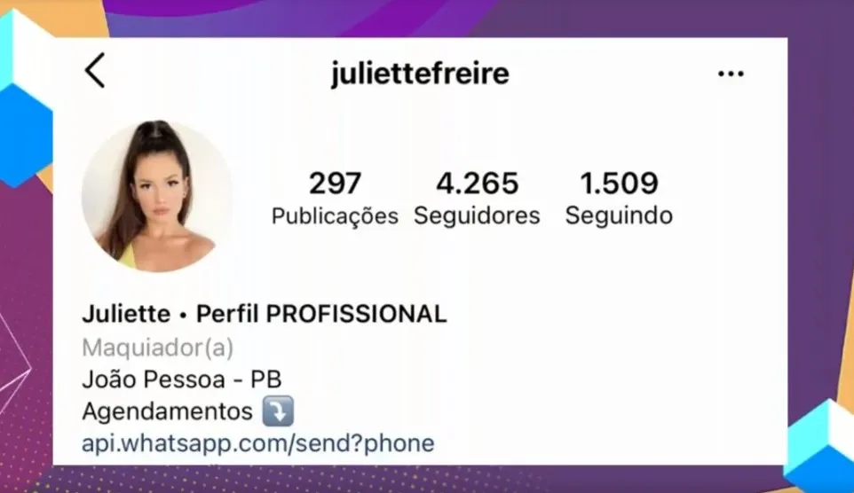 A maquiadora mantinha um perfil profissional de maquiadora
