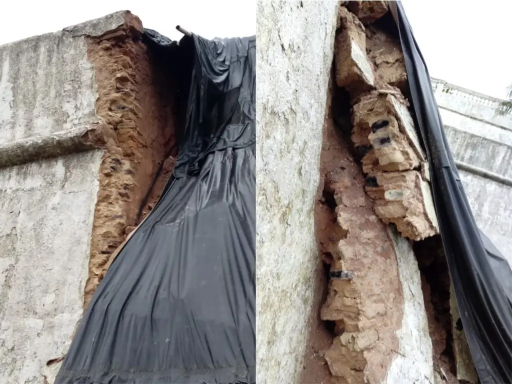 Trecho da muralha de Fortaleza de Nossa Senhora da Assunção que desabou em março deste ano