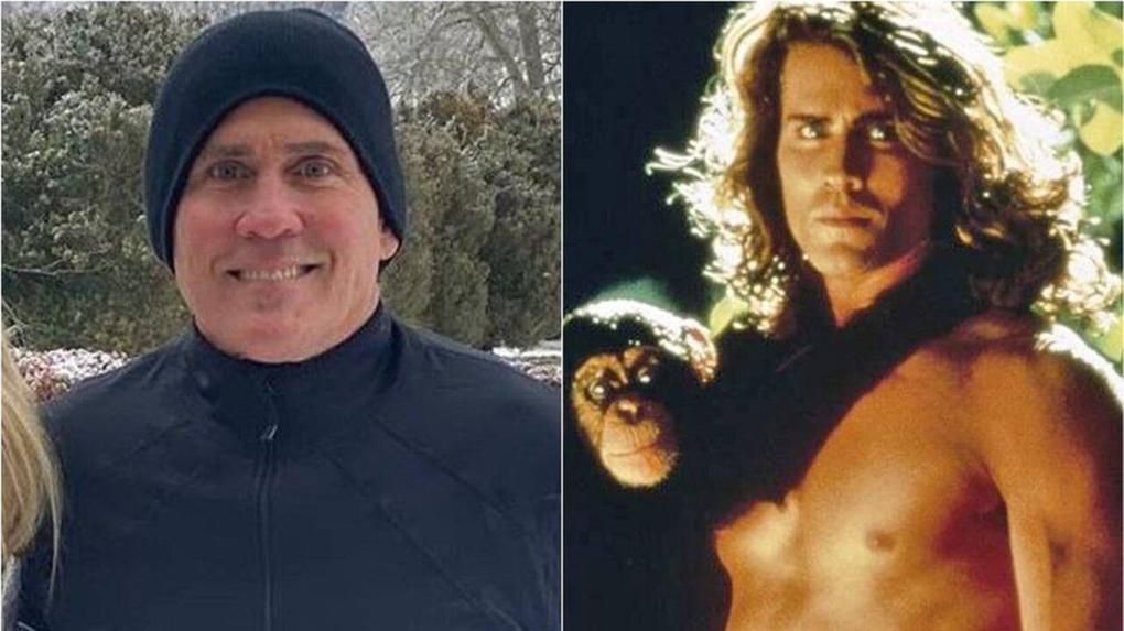 À esquerda Joe Lara numa foto mais recente e à direita, o ator no papel de Tarzan.