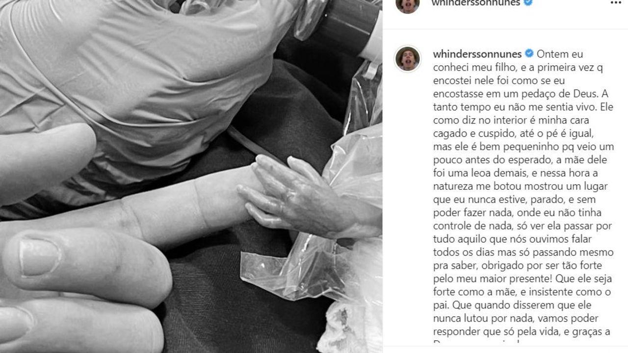 Whindersson Nunes havia publicado sobre o nascimento do filho com Maria Lina, João Miguel