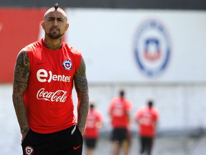 Vidal em treino pelo Chile