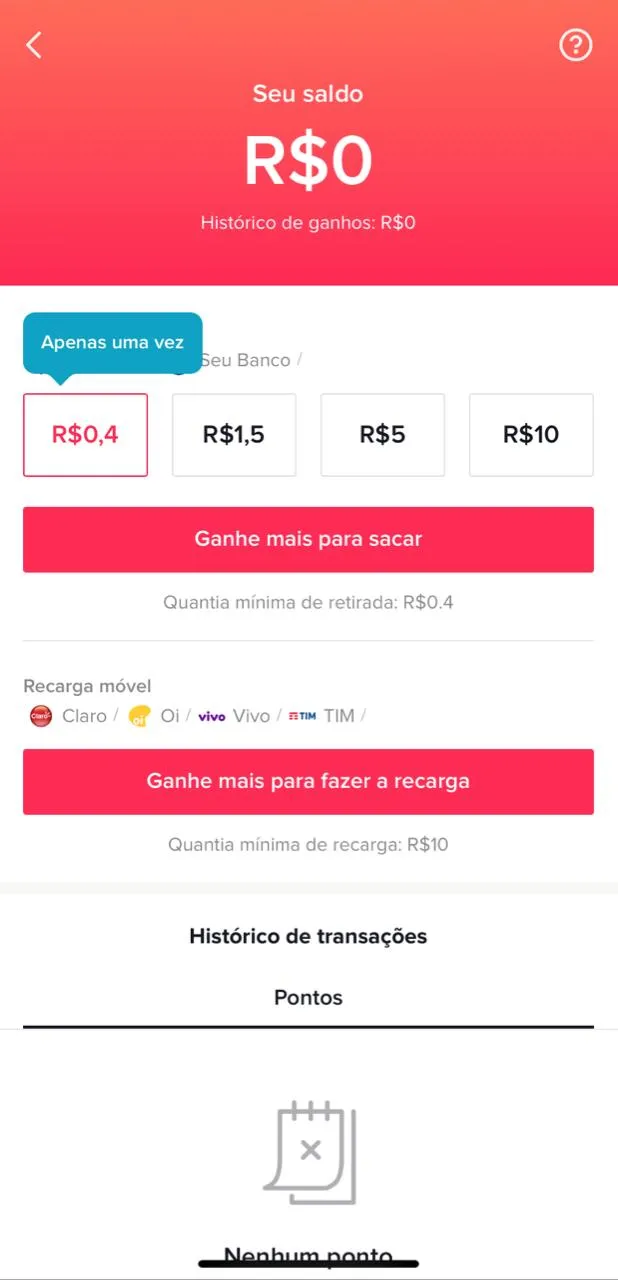 Valores de saque no TikTok variam