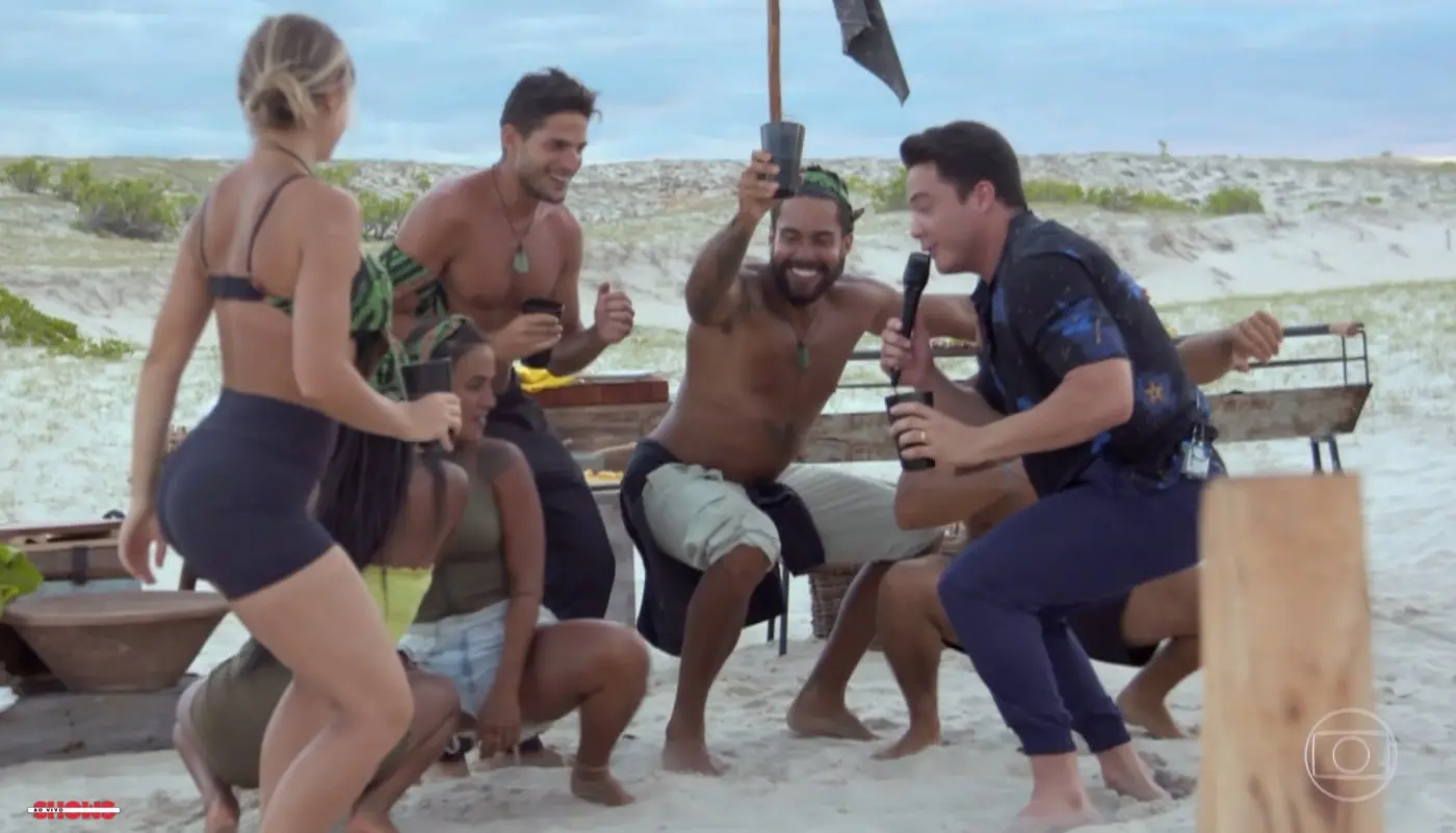 wesley safadão dançando com participantes de no limite em luau
