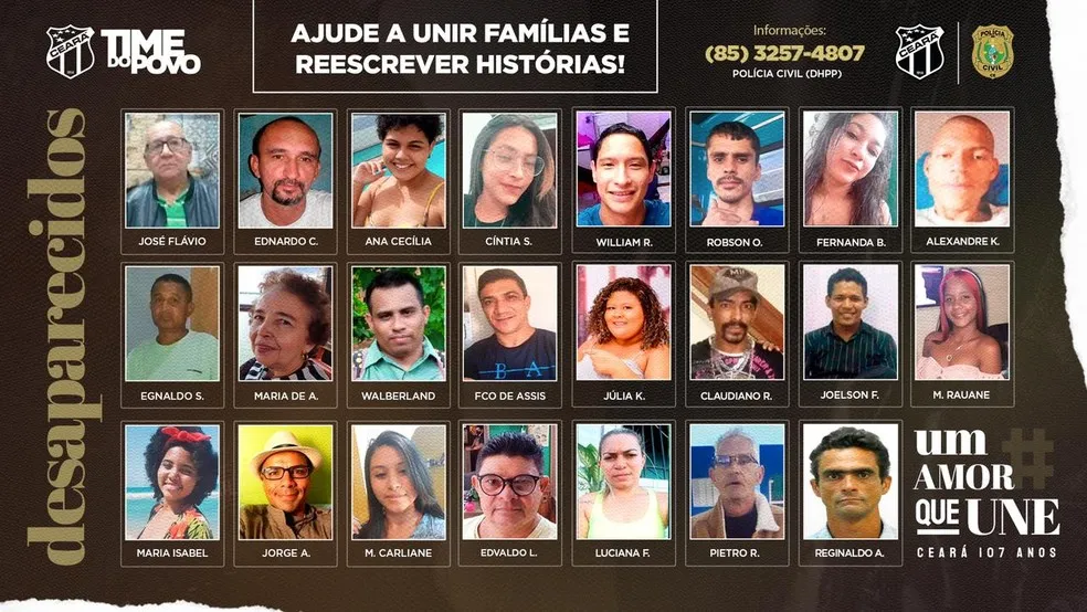 Campanha do Ceará Sporting Club para localizar desaparecidos