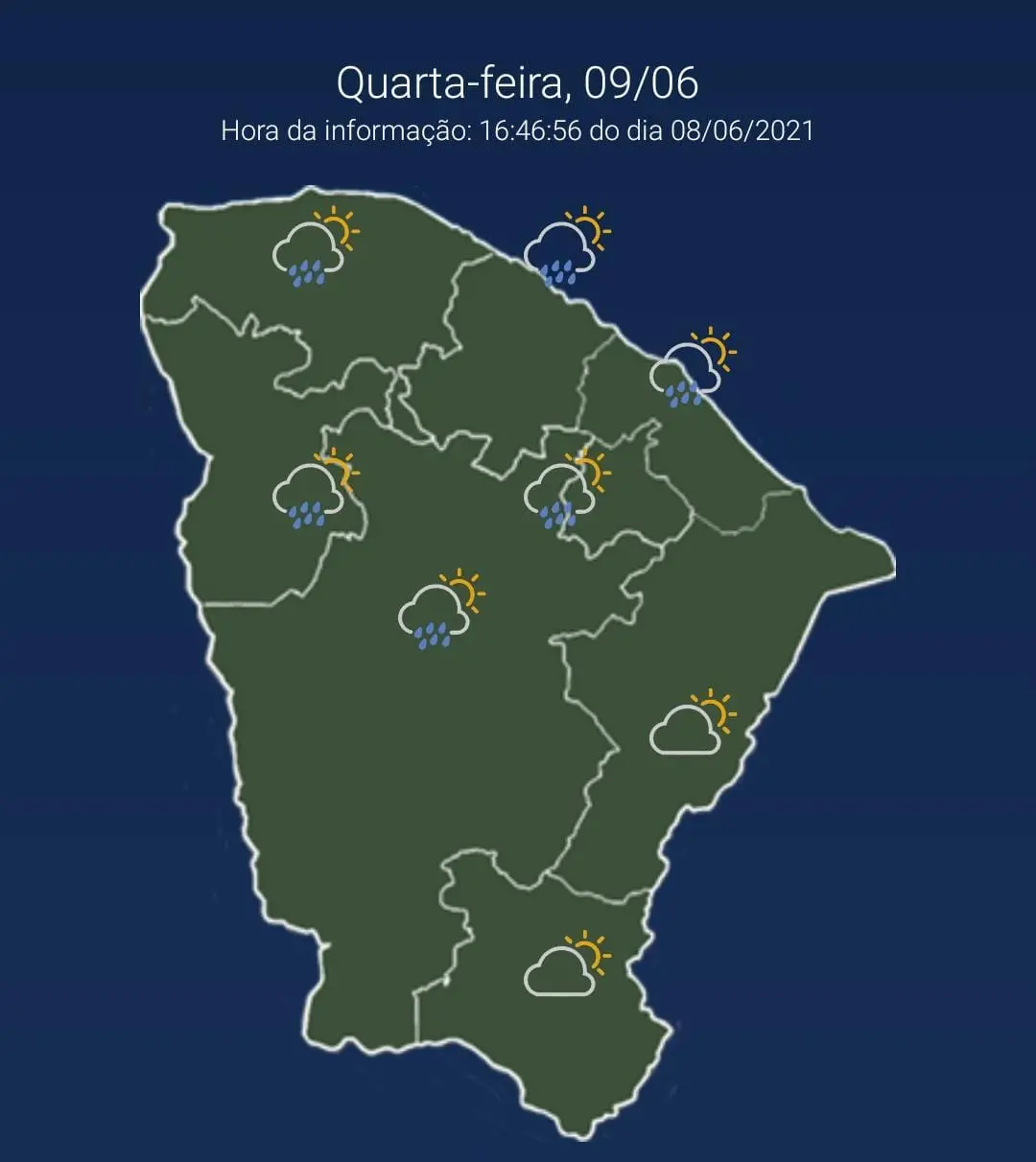 Foto do do mapa com previsão