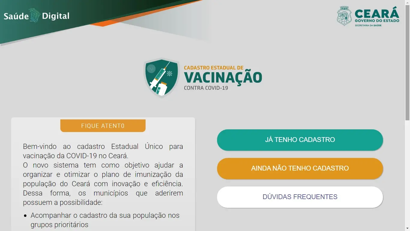 Cadastro vacinação Ceará