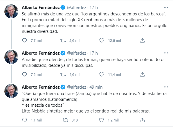 Tweet de Alberto Fernendez