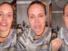 Maíra Charkén, ex-apresentadora do Vídeo Show, chora ao falar sobre dificuldade financeira