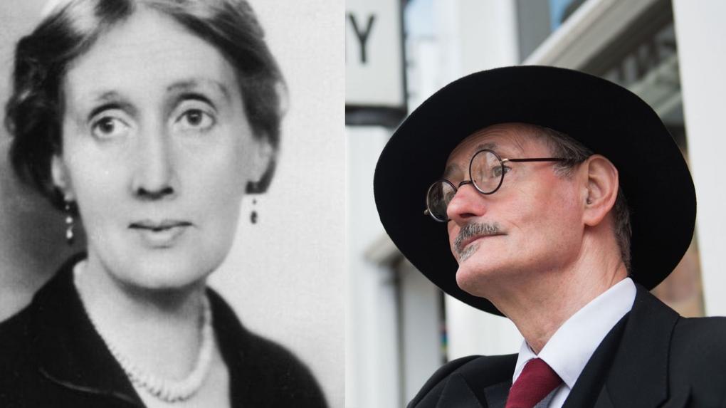 À esquerda, Virginia Woolf, autora de 'Mrs. Dalloway', e à direita, James Joyce, autor de 'Ulysses'