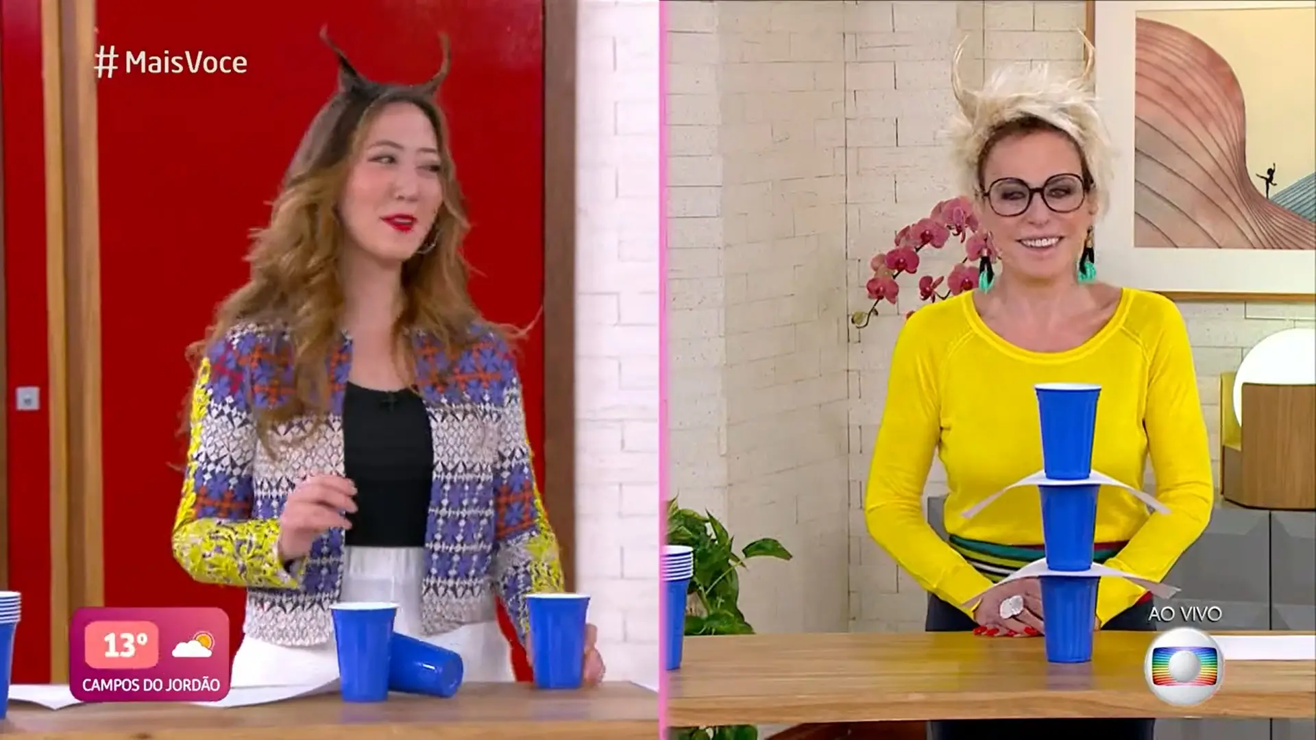 Ju Massaoka entrou na brincadeira com Ana Maria Braga