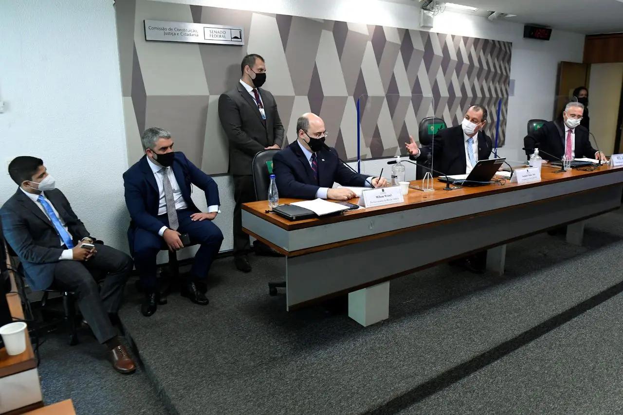 wilson witzel, omar aziz e renan calheiros na cpi da covid