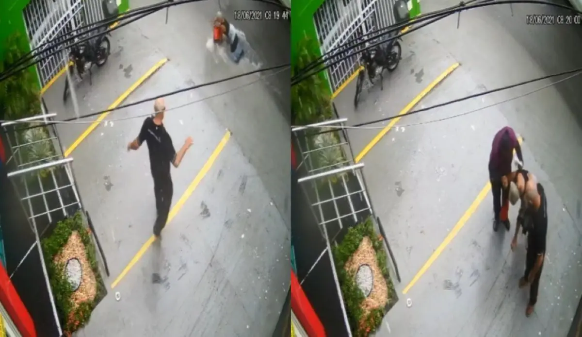 imagens de câmera de segurança mostram idosa sendo arrastada por água durante chuva