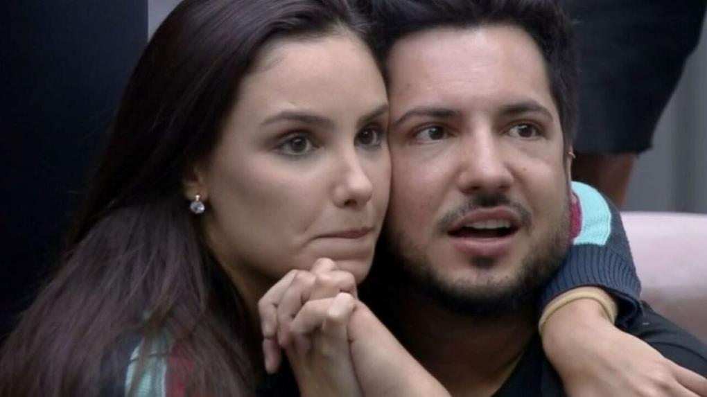 Geórgia e Thiago durante anúncio do resultado da prova do casais do power couple