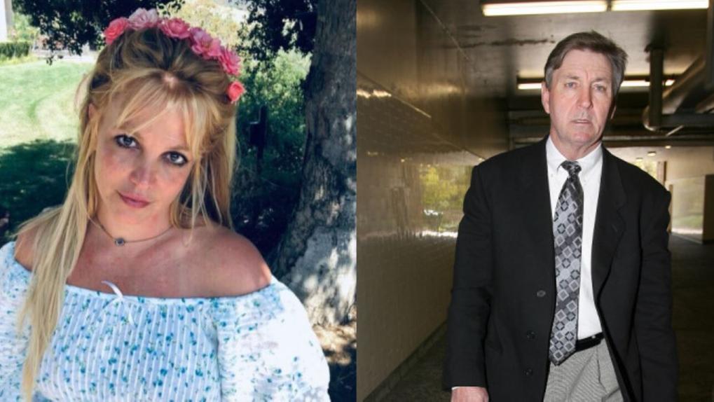 Montagem de fotos da cantora Britney Spears e de seu pai, Jamie Spears