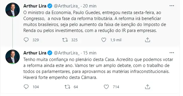 Publicação do Lira no Twitter