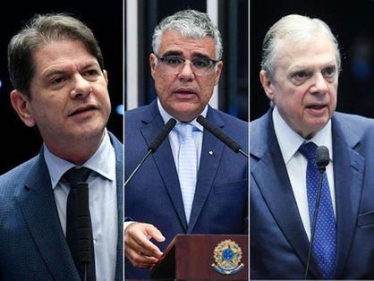 Montagem com os senadores Tasso Jereissati, Cid Gomes e Eduardo Girão