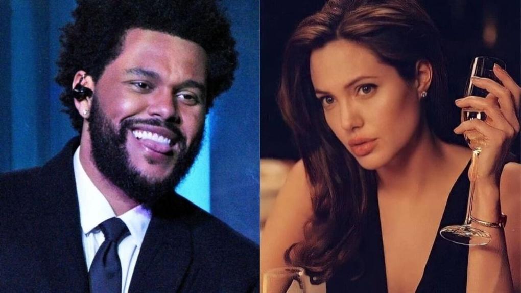Fotos de redes sociais de Angelina Jolie e The Weeknd
