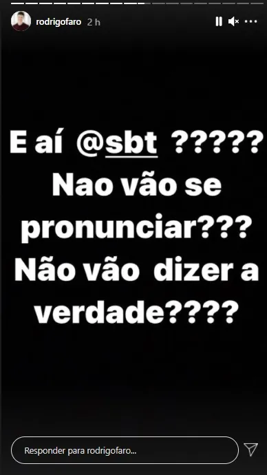 Faro cobrando posicionamento do SBT