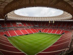 Imagem em plano aberto do estádio Mané Garrincha