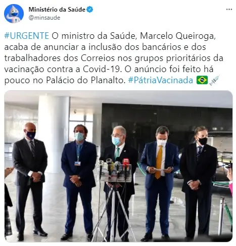 Anúncio do Ministério da Saúde